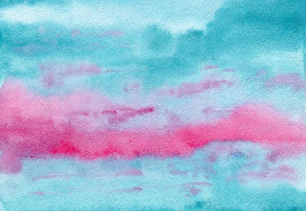 Azul brilhante e rosa aquarela céu fundo — Fotografia de Stock