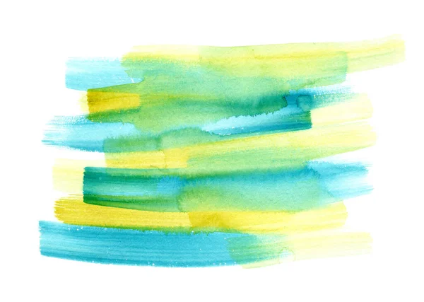 밝은 노란색 과 파란색 물감 솔을 사용하는 모습 — 스톡 사진