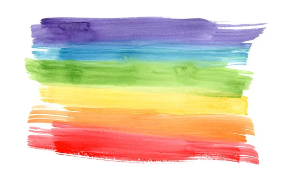 Parlak yatay gökkuşağı renkleri suluboya çizgileri — Stok fotoğraf