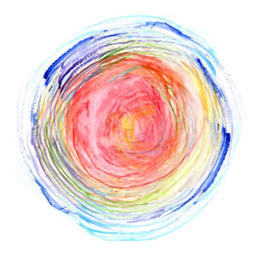 Parlak gökkuşağı renkleri suluboya çizgili daire