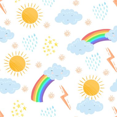 Hoş desenli karikatür hava elemanları deseni