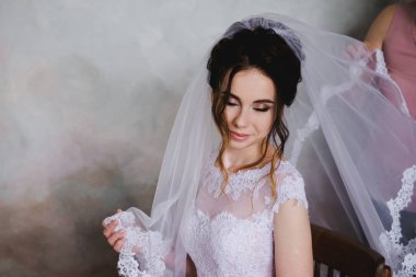 Çok güzel bir gelin portresi. Klasik düğün. 