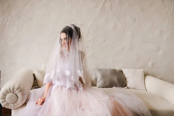 Retrato Una Hermosa Novia Boda Clásica — Foto de Stock