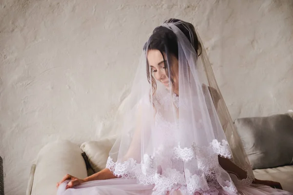 Retrato Una Hermosa Novia Boda Clásica — Foto de Stock