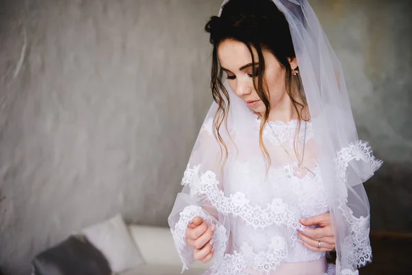 Retrato Una Hermosa Novia Boda Clásica — Foto de Stock