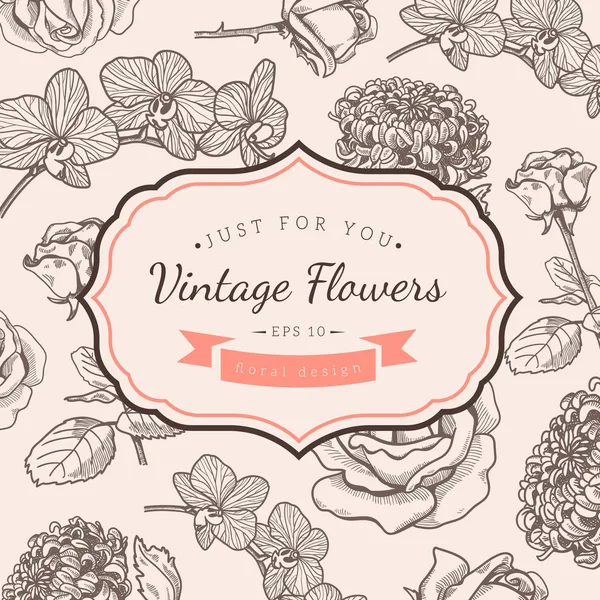 Fleur vintage style croquis fond . — Image vectorielle