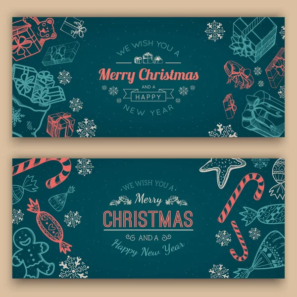 Greeting text and sketch decorations. — Stock Vector