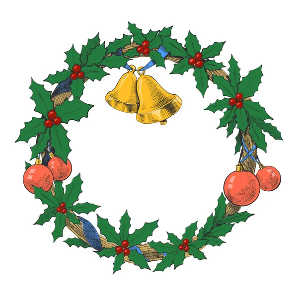 Christmas wreath garland. — Stock Vector