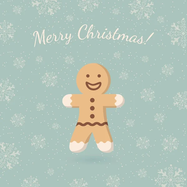 Vánoční zázvorový cookie na zimní pozadí. — Stockový vektor
