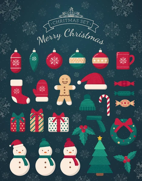 Christmas decorations and toys collection. — Stock Vector