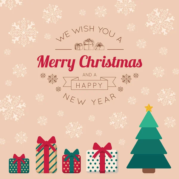 Jouets d'arbre de Noël et texte de salutation . — Image vectorielle