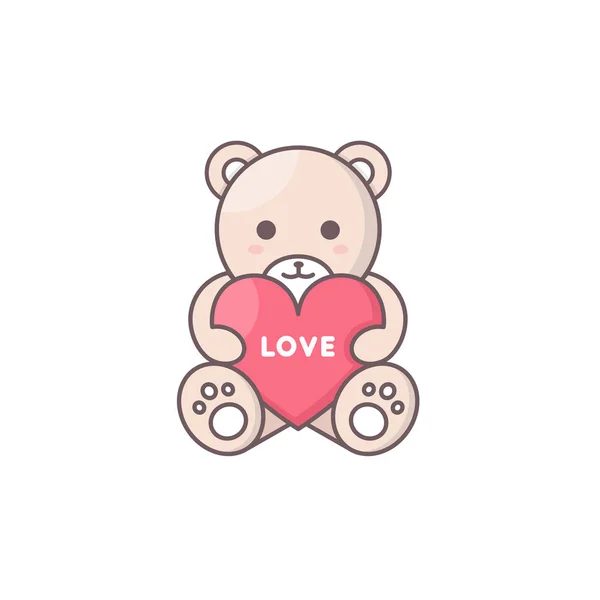 Teddy bear holding heart. — Stock Vector