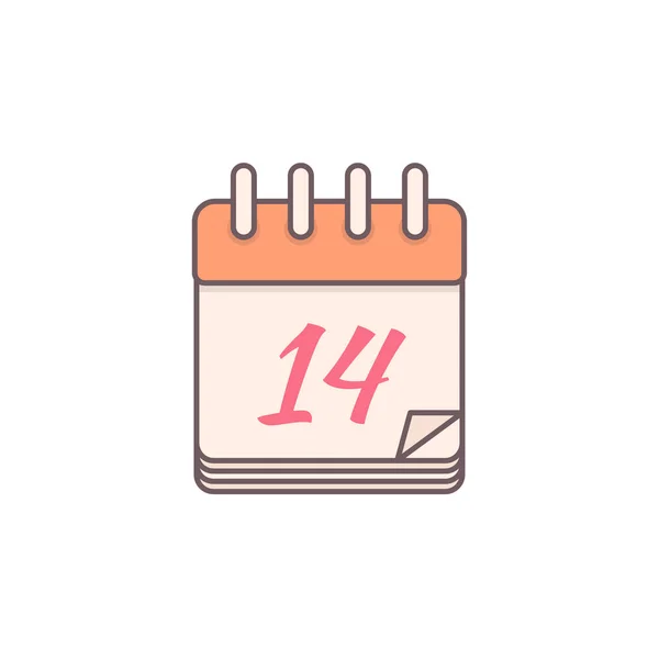 14 datum kalender St. Valentine dag vakantie. — Stockvector