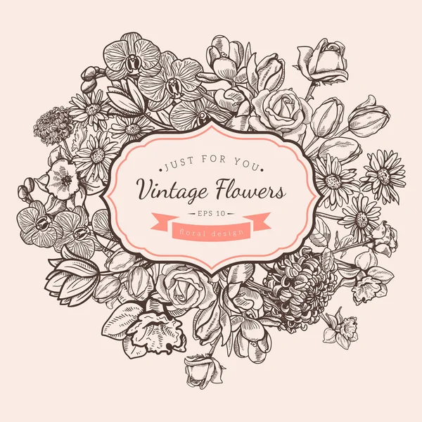 Fleur vintage style croquis fond . — Image vectorielle