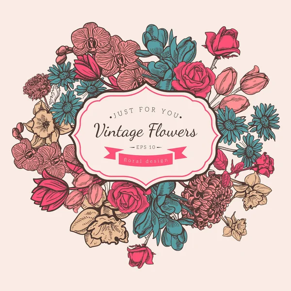 Fleur vintage style croquis fond . — Image vectorielle