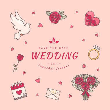 Düğün kartı şablonu.