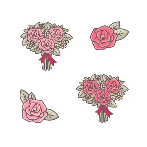 Rosas elementos decorativos . — Vector de stock