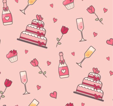 Düğün nesneleri seamless modeli.