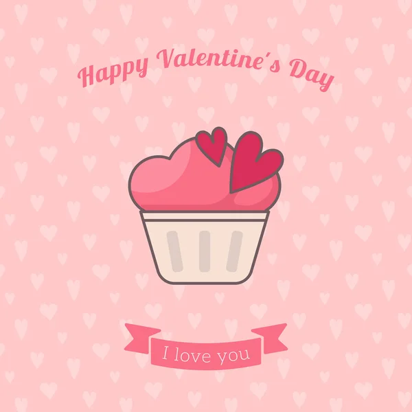 Cupcake dekorerad med hjärtan. — Stock vektor