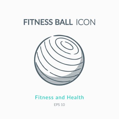 Fitness topu simgesi üzerinde beyaz izole.