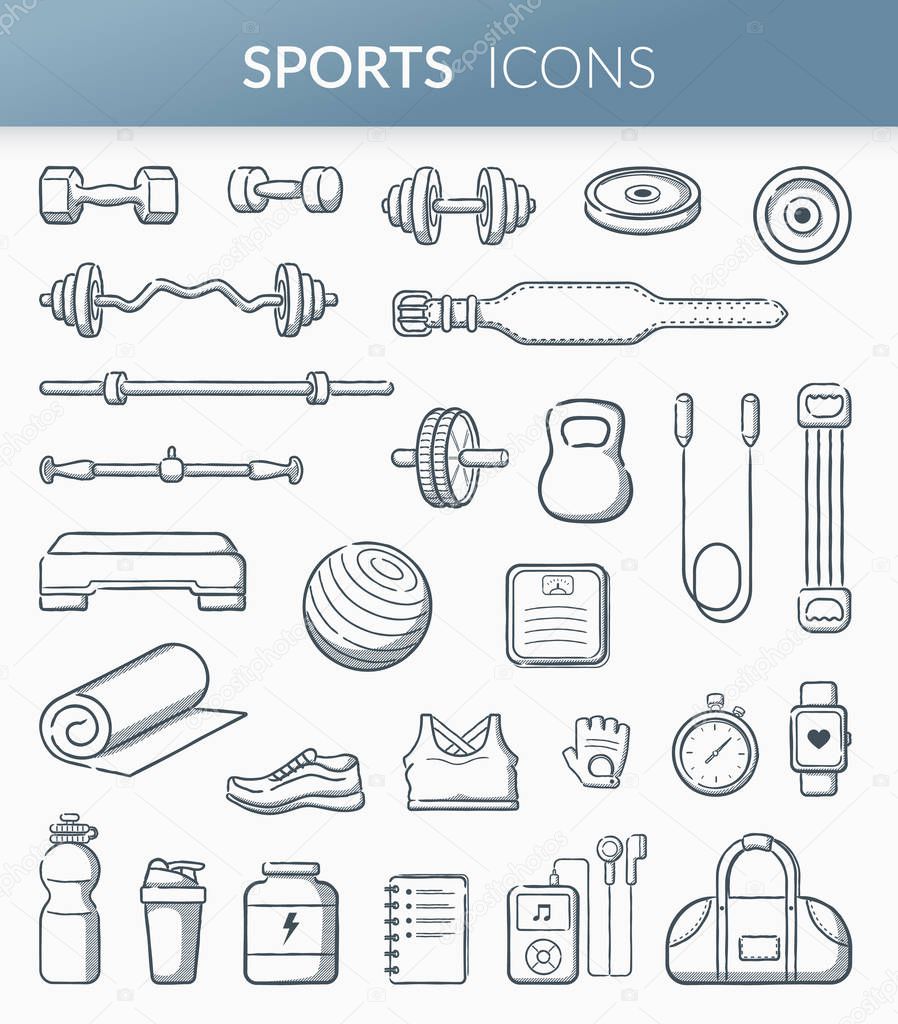 Vector icons isolated on white. Modern pictograms for web graphics.