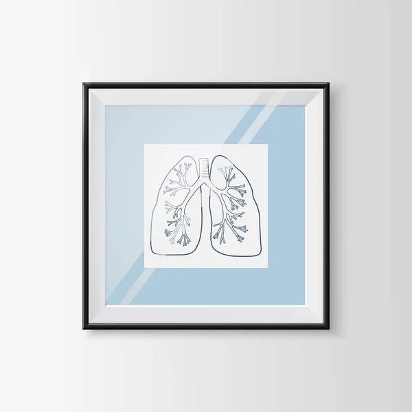 Anatomical lungs sketch in a frame. — Stock Vector