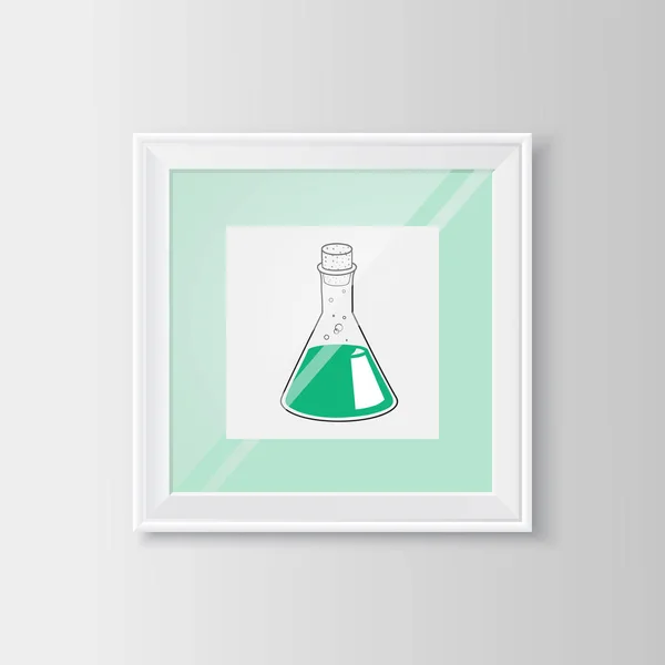 Test tube sketch in a frame. — Stock Vector