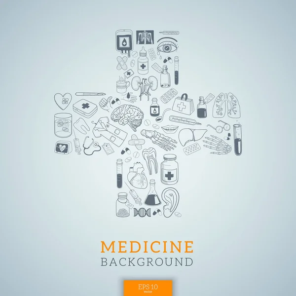 Medicine icons in cross shape. — Stock Vector