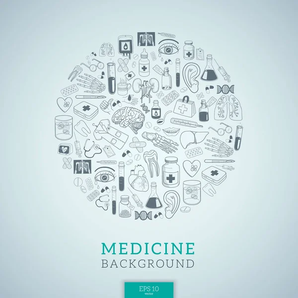 De pictogrammen van de geneeskunde in ronde vorm. — Stockvector
