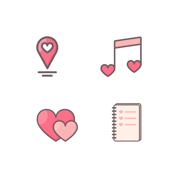 Srdce zdobené ikony. — Stockový vektor