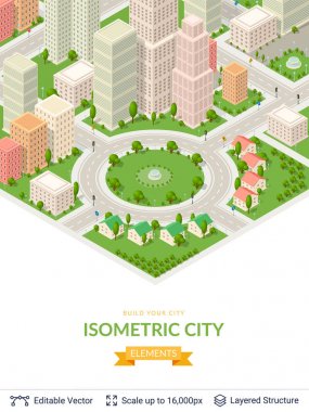 İzometrik şehir popüler yapıları.