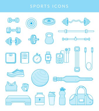 Beyaz izole spor simgeleri.