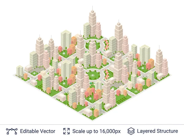 Isometric city popular structures. — Stock Vector
