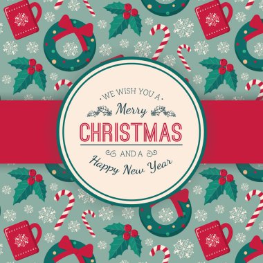 Kış nesneleri desen ve metin tebrik.