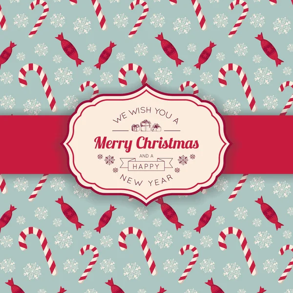 Patrón de caramelos de Navidad y texto de saludo . — Archivo Imágenes Vectoriales
