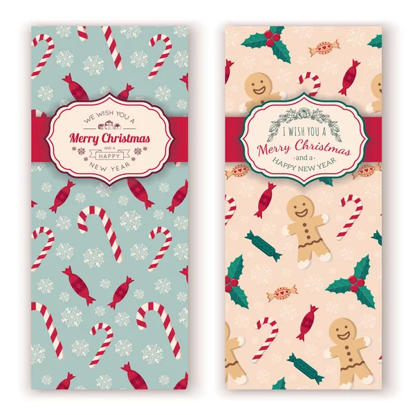 Christmas candies pattern and greeting text. — Stock Vector