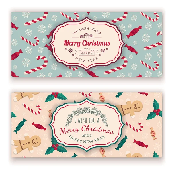 Christmas candies pattern and greeting text. — Stock Vector