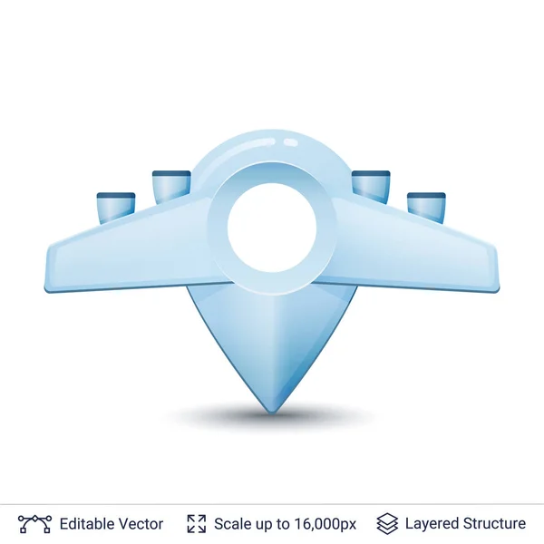 stock vector Location pin with wings.