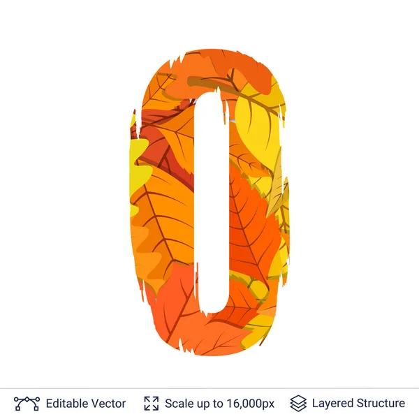 Autumn fall bright orange leaves number. — Stock Vector