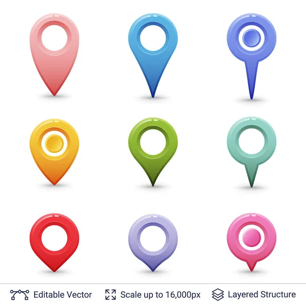 Location pins set. — Stock Vector