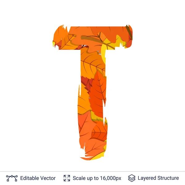 Outono outono brilhante laranja folhas letra . —  Vetores de Stock