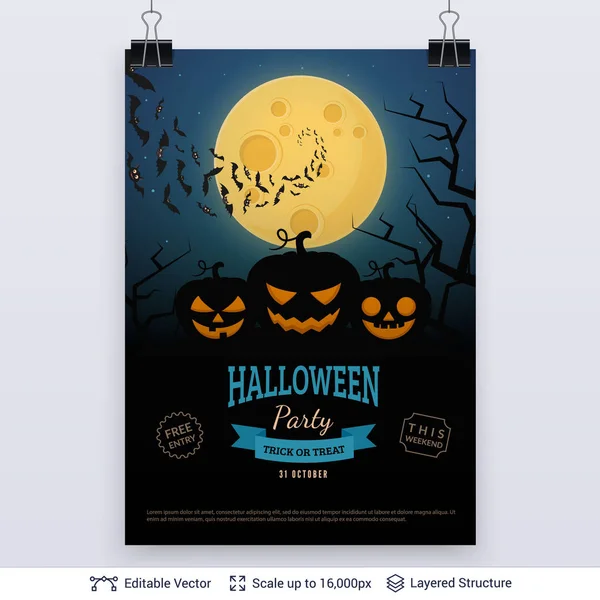 Poster da festa de Halloween. — Vetor de Stock