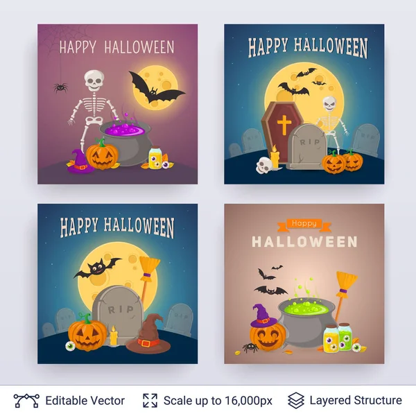 Halloween party posters instellen. — Stockvector