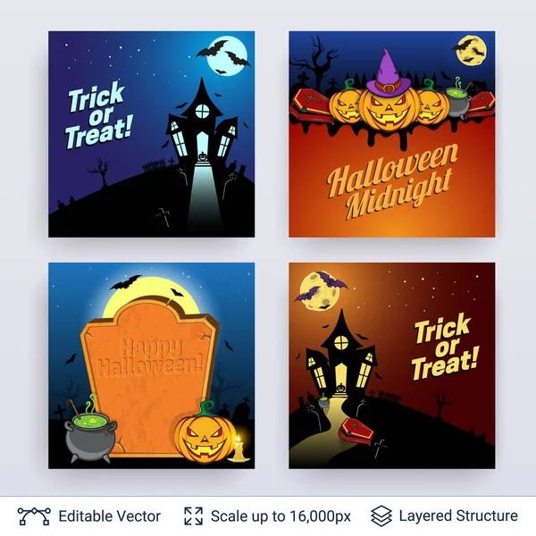 Conjunto de cartazes de festa de Halloween . —  Vetores de Stock