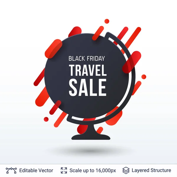 Venerdì nero Offerta di vendita di viaggio . — Vettoriale Stock