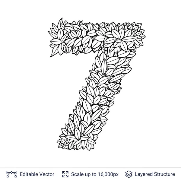 Number symbol of white leaves. — Stock Vector