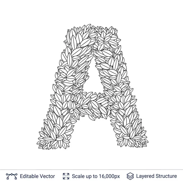 Letter A symbol of white leaves. — Stock Vector