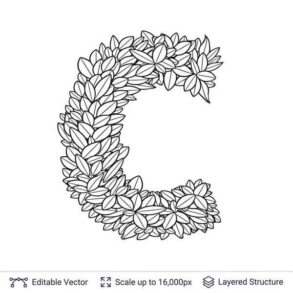 Lettre C symbole de feuilles blanches . — Image vectorielle