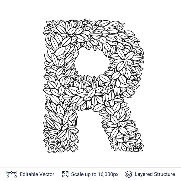 Letra R símbolo de hojas blancas . — Vector de stock
