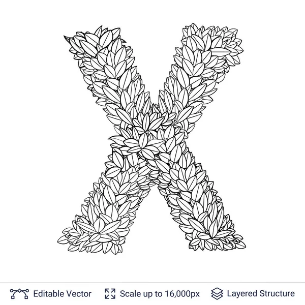 Lettre X symbole de feuilles blanches . — Image vectorielle